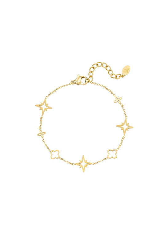Armband shiny sparks met verschillende figuurtjes Goudkleur 