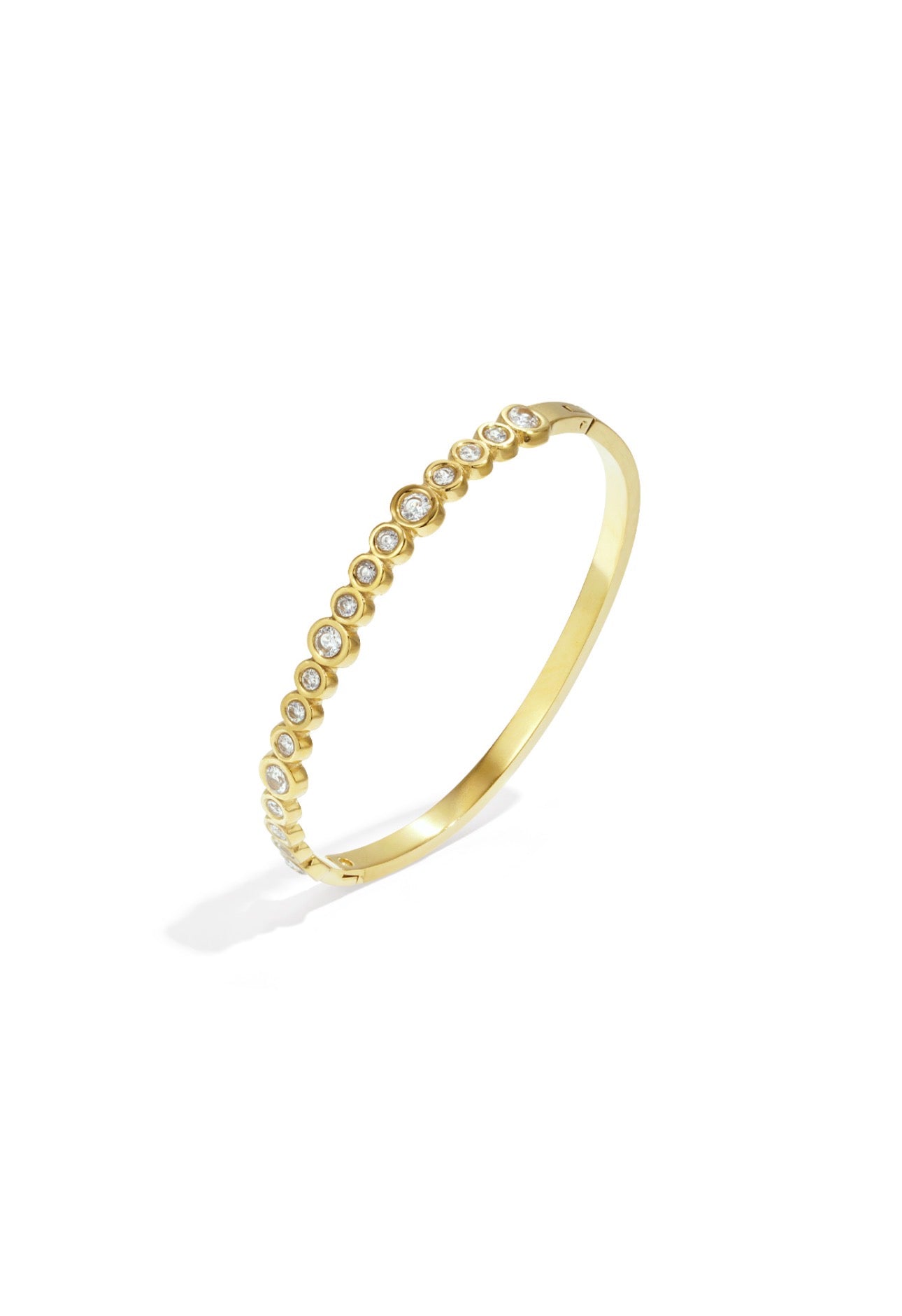 Bangle armband met ronde steentjes goudkleur 