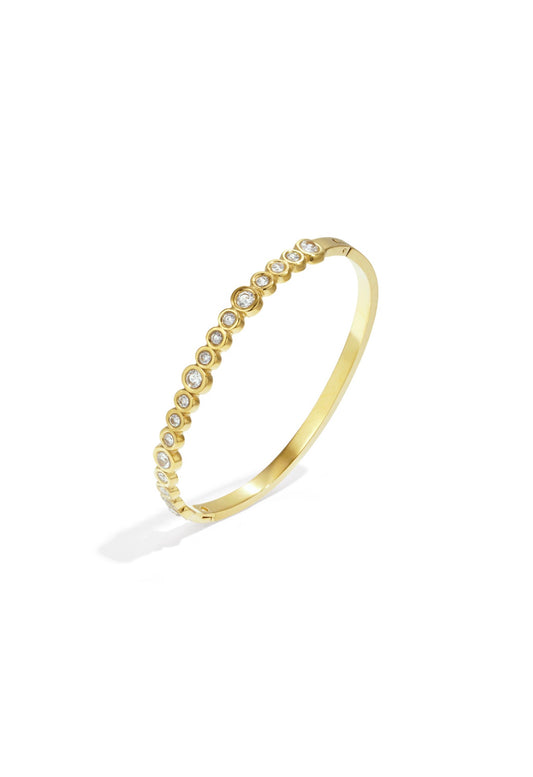 Bangle armband met ronde steentjes goudkleur 