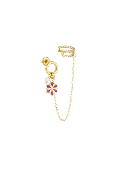 Oorbel met bloem en earcuff
