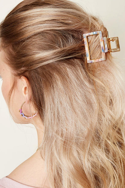 Haarklem vierkant marble roze