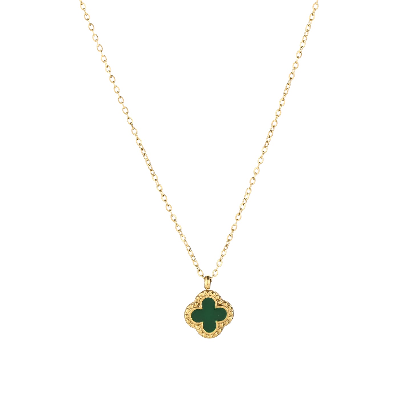 Clover ketting groen met goudkleur 