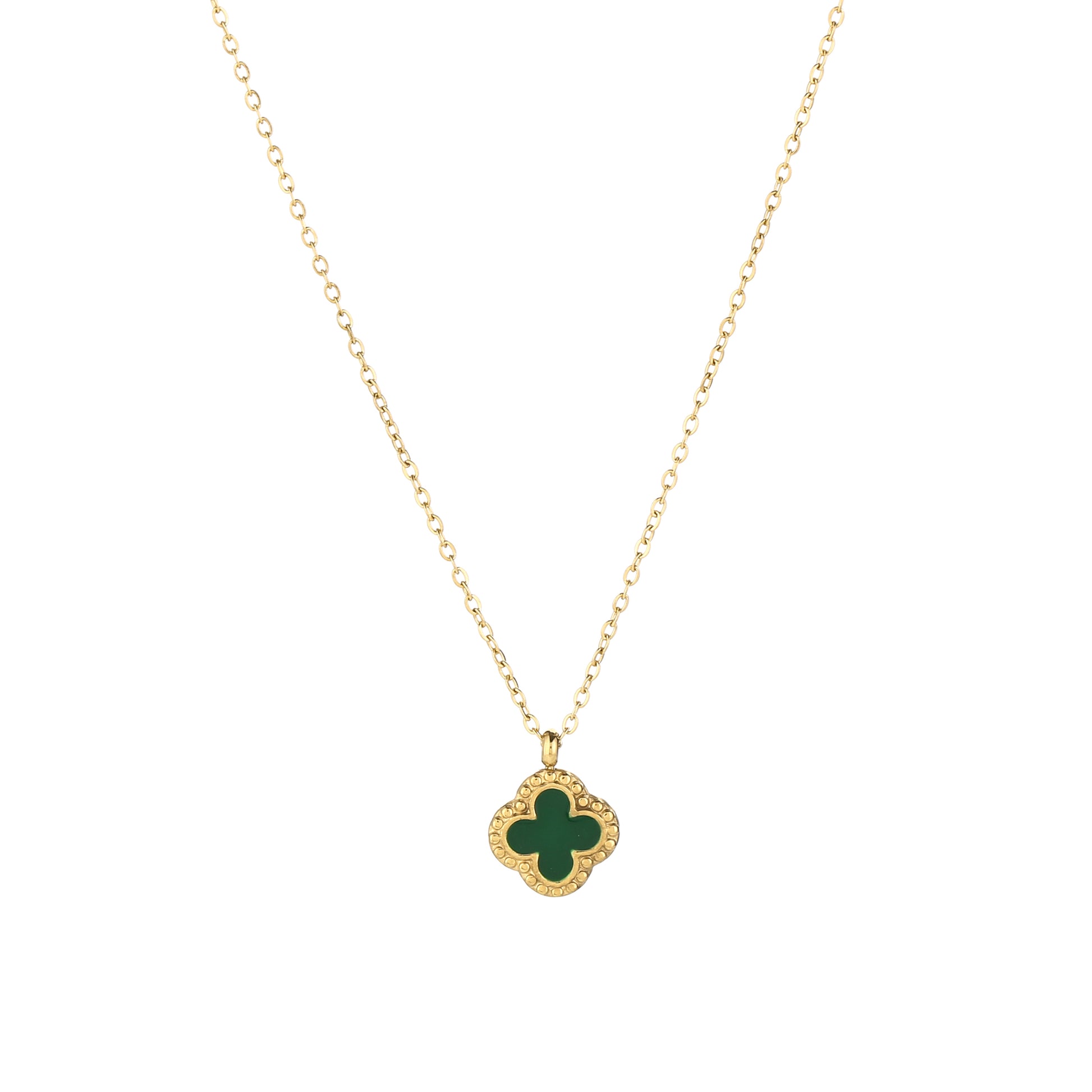 Clover ketting groen met goudkleur 