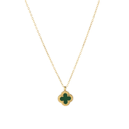 Clover ketting groen met goudkleur 