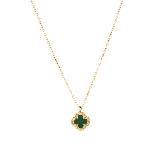 Clover ketting groen met goudkleur 