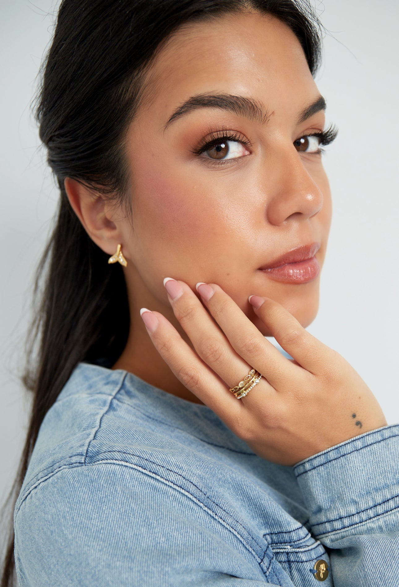 Dubbele ring met strass steentjes