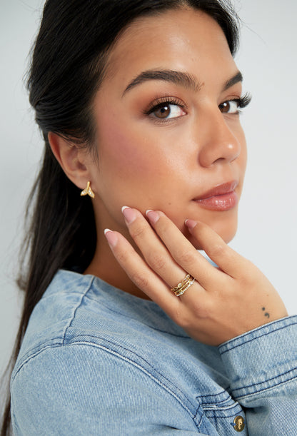 Dubbele ring met strass steentjes