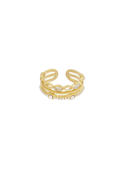 Dubbele ring met strass steentjes Goudkleur 