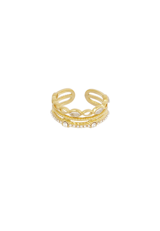 Dubbele ring met strass steentjes Goudkleur 
