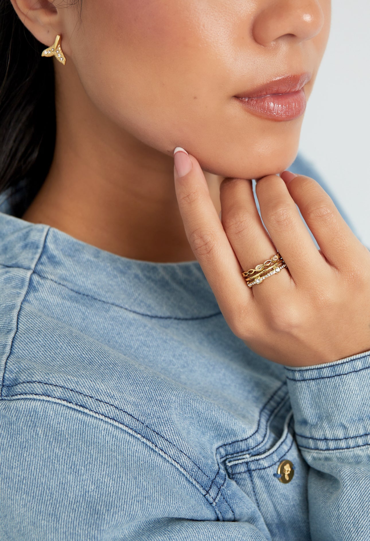Dubbele ring met strass steentjes One size 