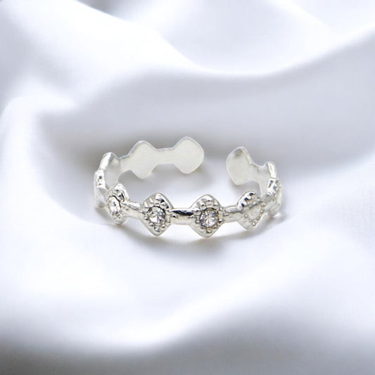 Ring ruit met strass steentjes