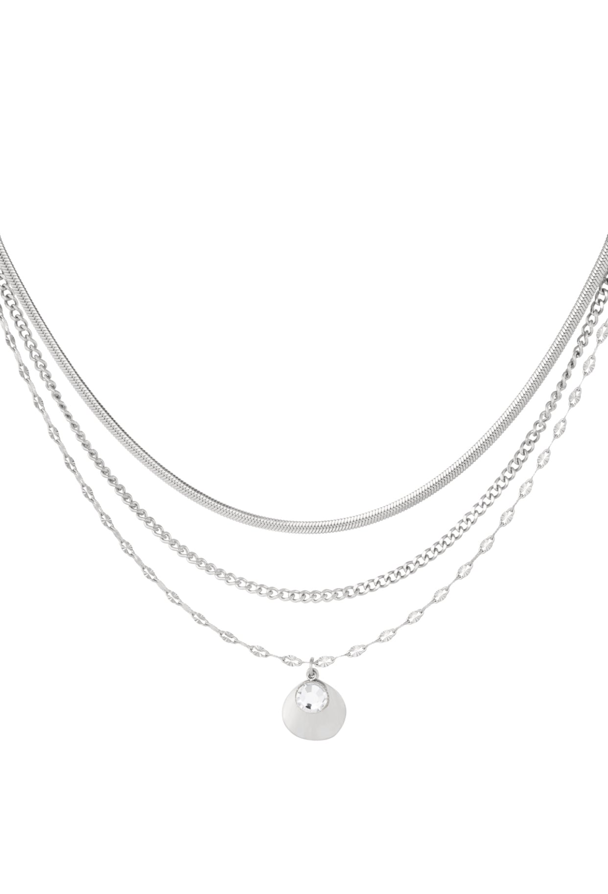 Ketting 3 laags zilverkleur 