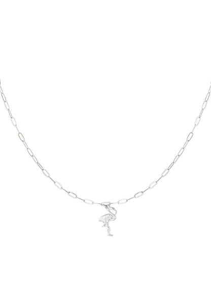 Ketting met flamingo hanger Zilverkleur 
