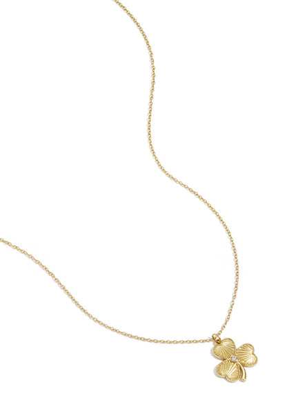 Ketting klaver met strass steen Goudkleur 