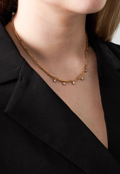Ketting met 5 strass steentjes