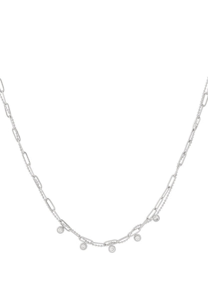 Ketting met 5 strass steentjes Zilverkleur 