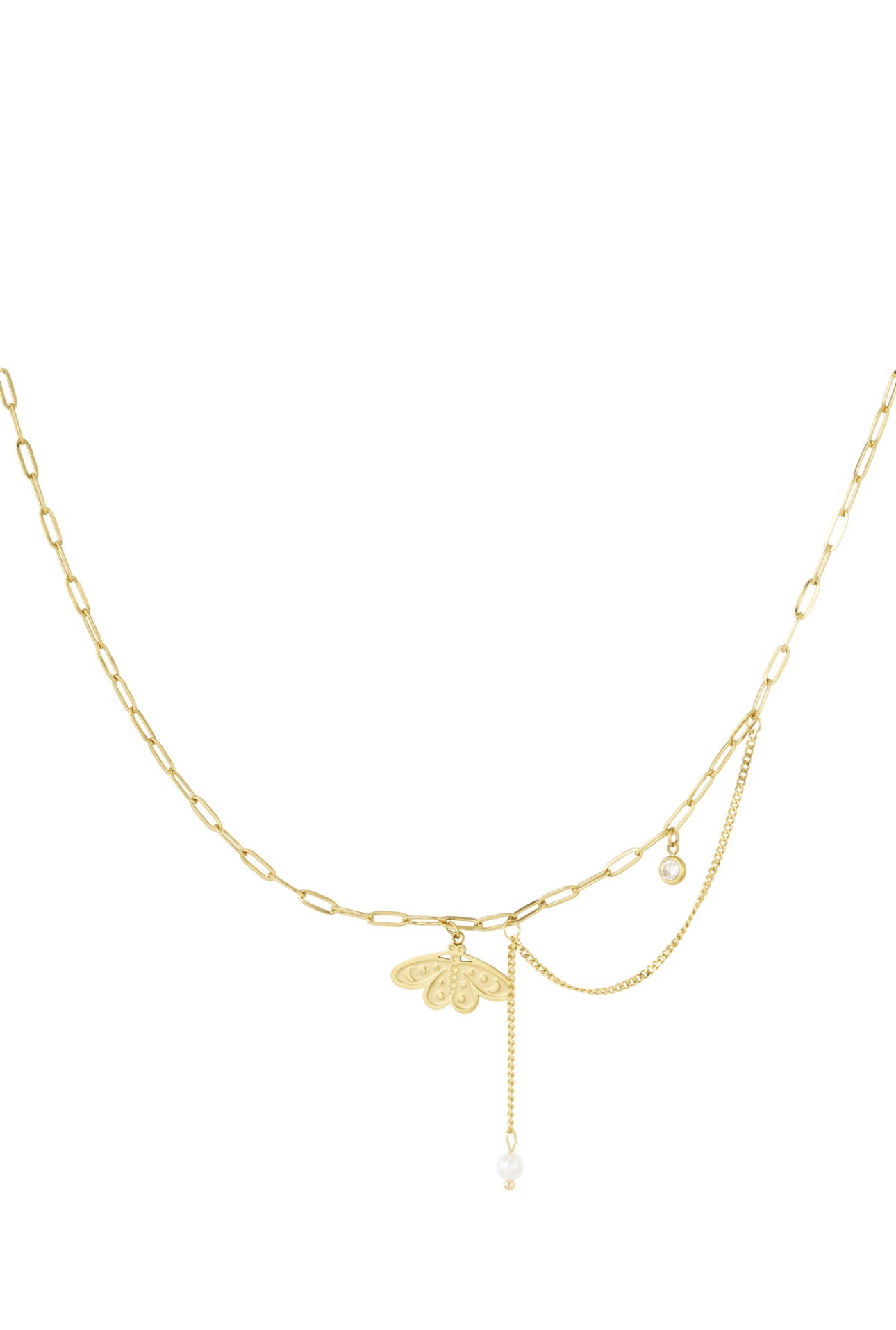 Ketting met bedel vlinder goudkleur 