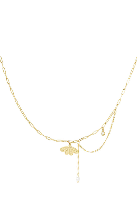 Ketting met bedel vlinder goudkleur 