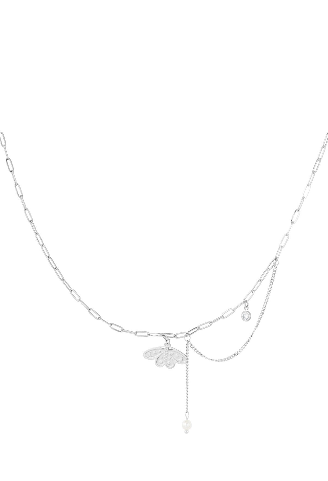 Ketting met bedel vlinder zilverkleur 