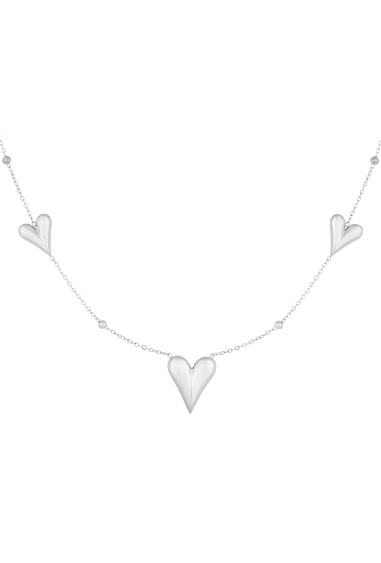 Ketting met drie hartjes Zilverkleur 
