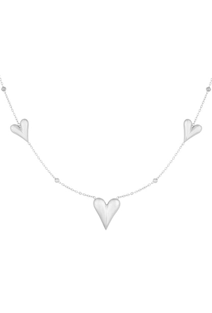 Ketting met drie hartjes Zilverkleur 