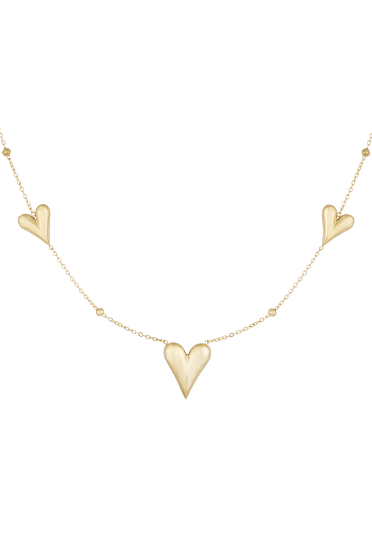 Ketting met drie hartjes goudkleur 