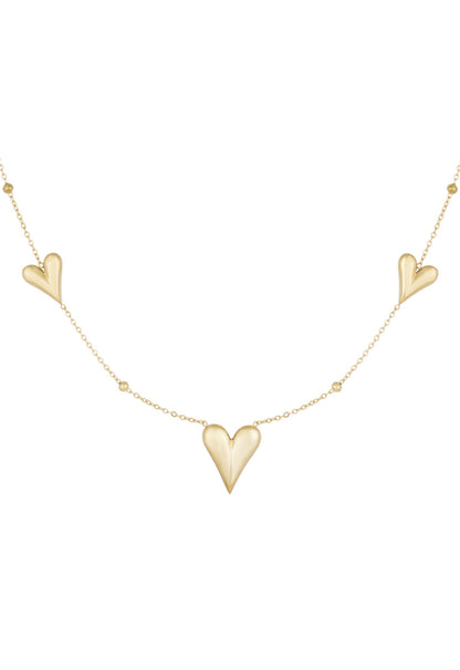 Ketting met drie hartjes goudkleur 
