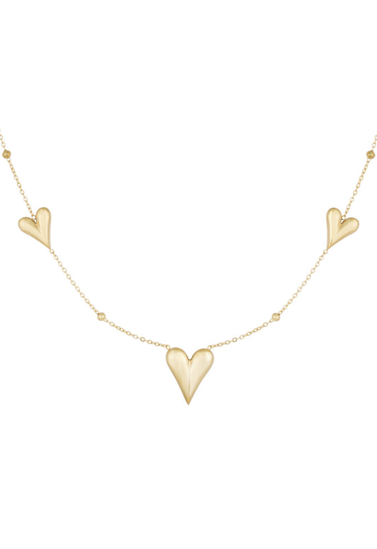 Ketting met drie hartjes goudkleur 