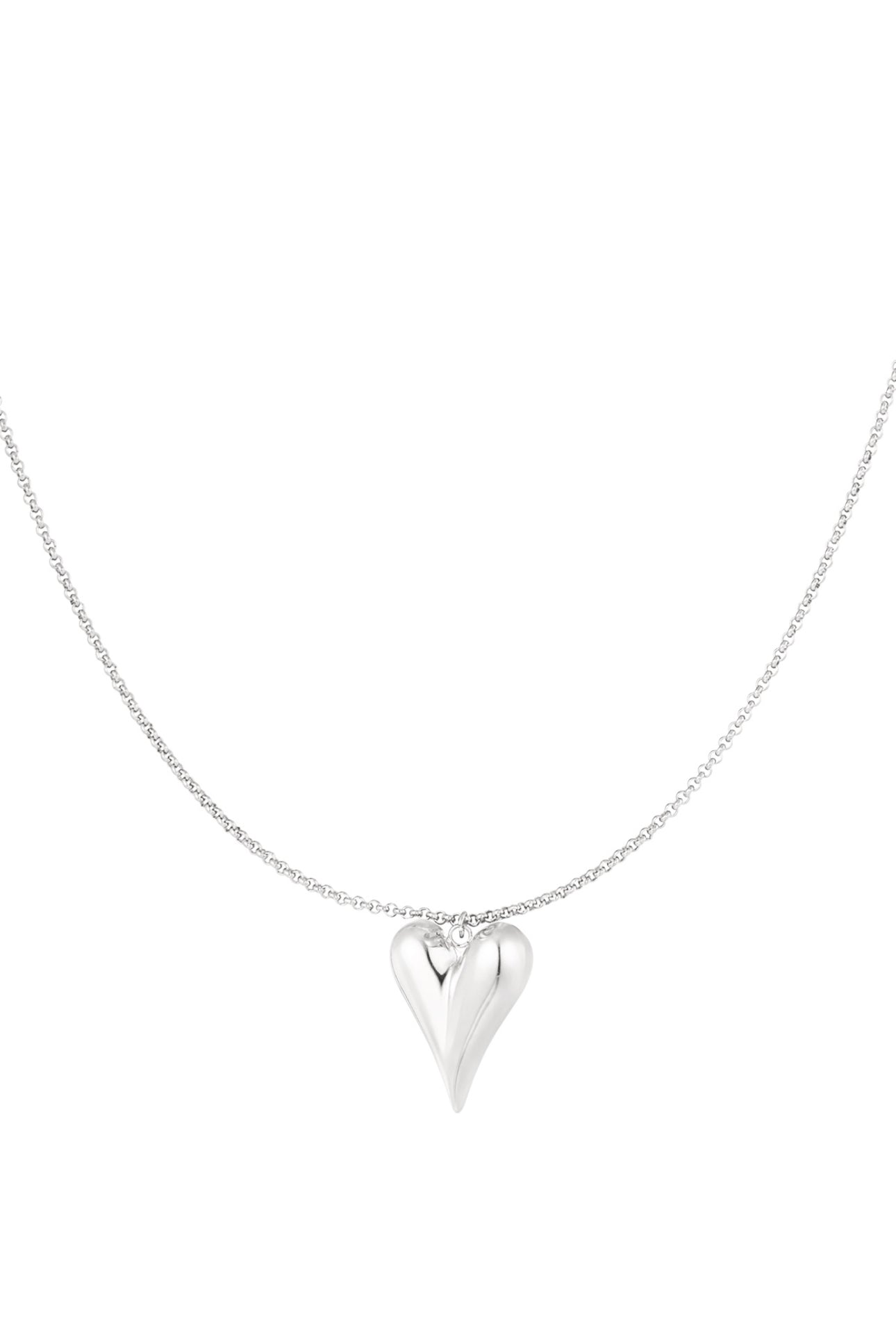 Ketting met groot hart zilverkleur 