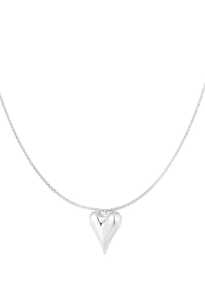 Ketting met groot hart zilverkleur 