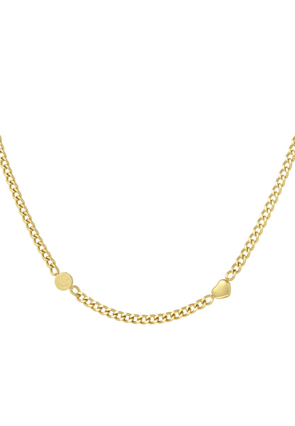 Ketting met hartje en smiley goudkleur 