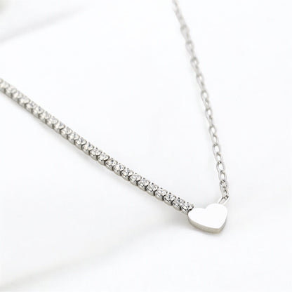 Ketting met hartje en strass steentjes