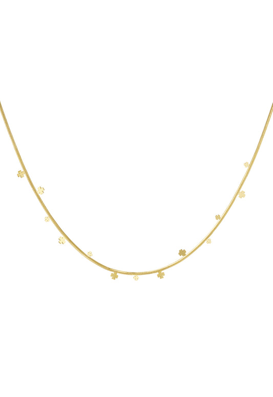 Ketting met kleine klavertjes goudkleur 