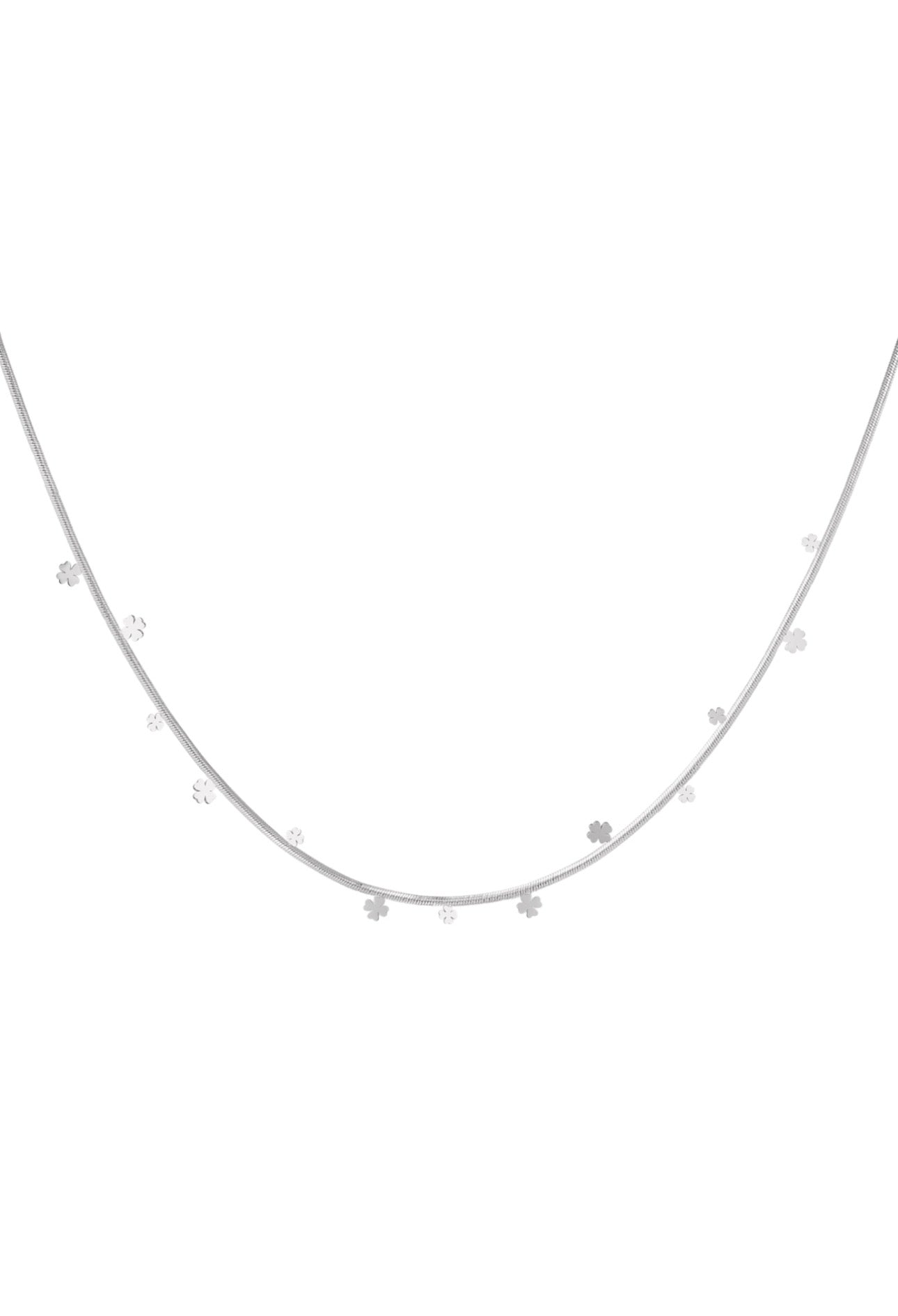 Ketting met kleine klavertjes zilverkleur 