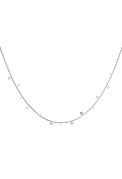 Ketting met kleine klavertjes zilverkleur 