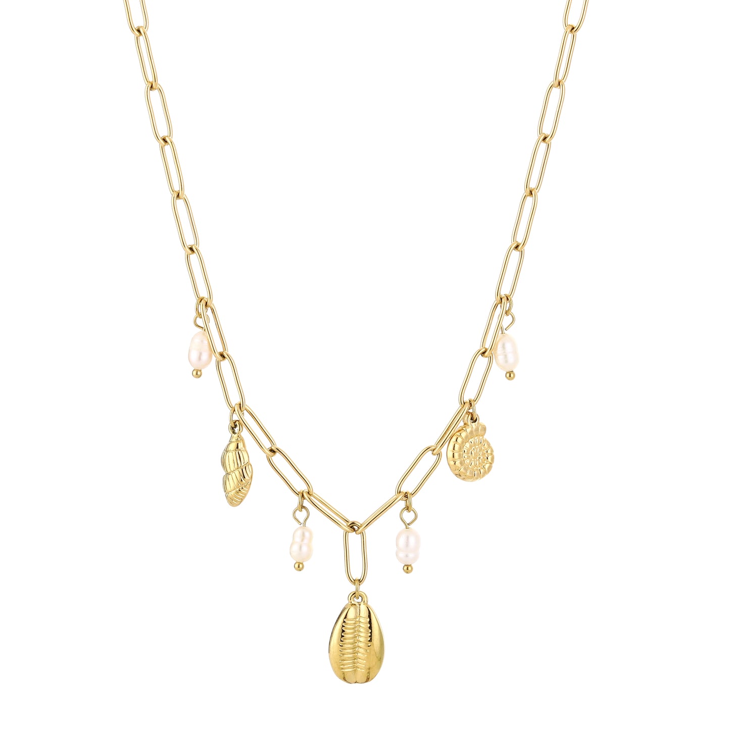 Ketting met schelpen bedels goudkleur 