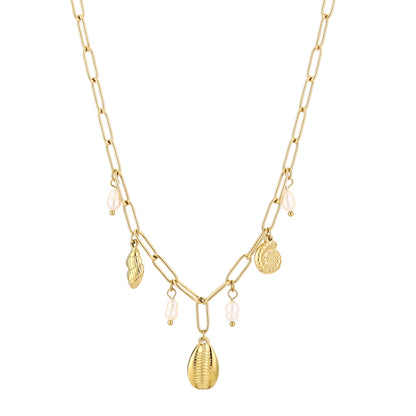 Ketting met schelpen bedels goudkleur 