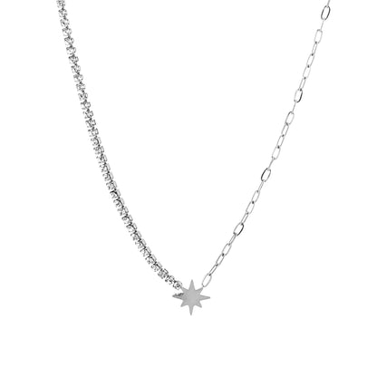 Ketting met ster en strass steentjes zilverkleur 