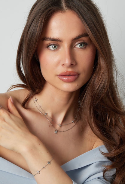 Klaver ketting met strass steentjes Waterproof 