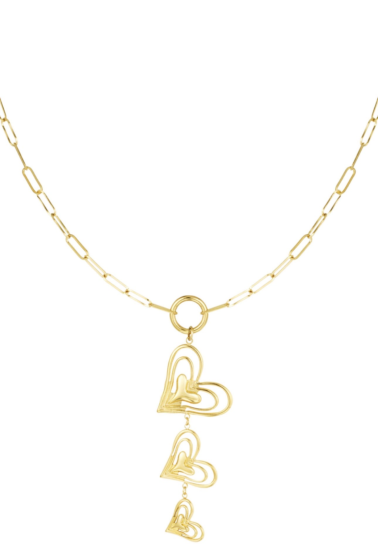 Lange ketting met hartjes Goudkleur
