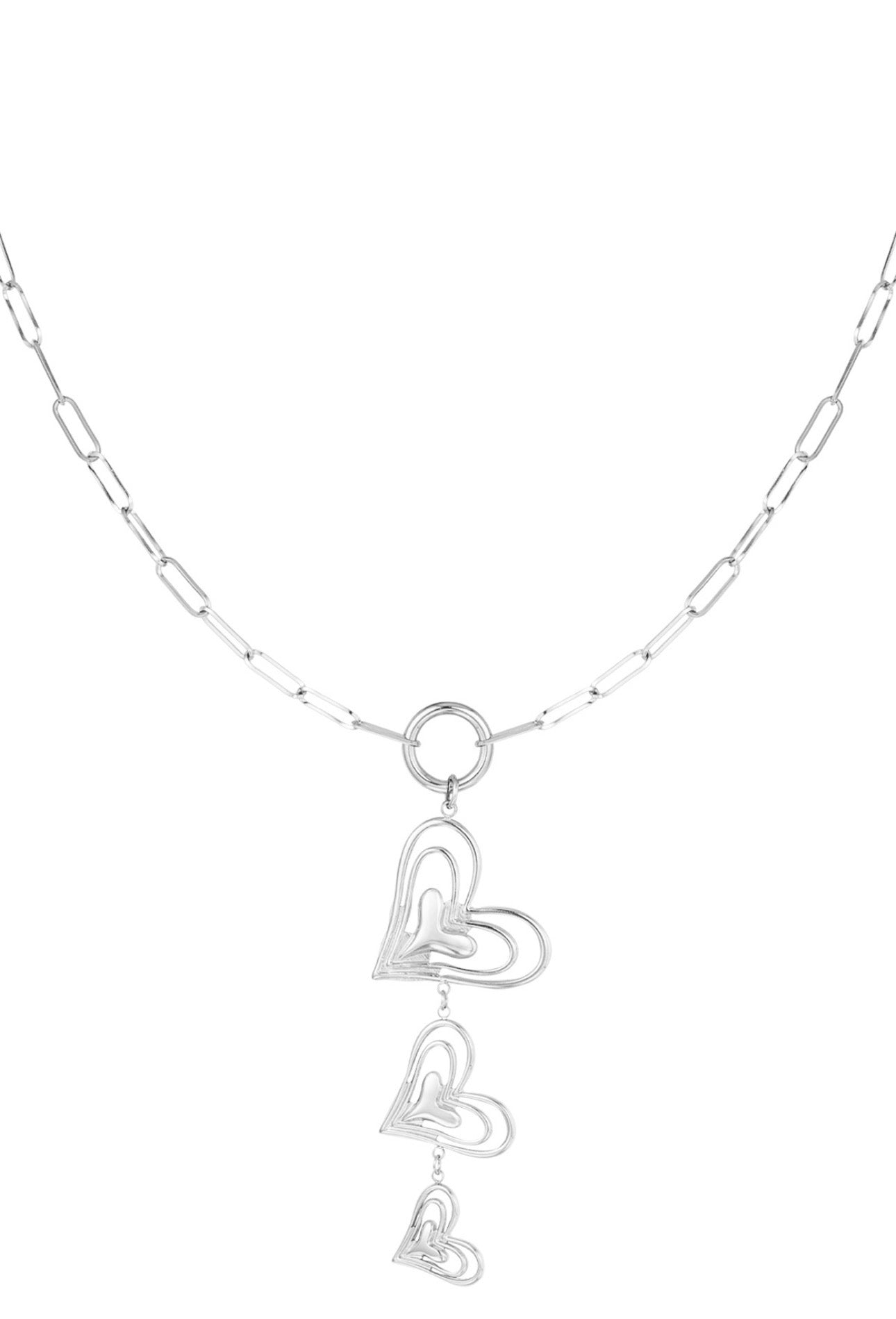 Lange ketting met hartjes Zilverkleur 