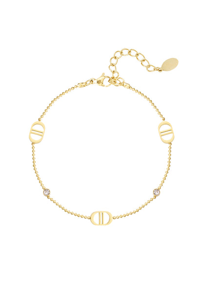 Minimalistische armband luxe & strass steentjes Goudkleur 