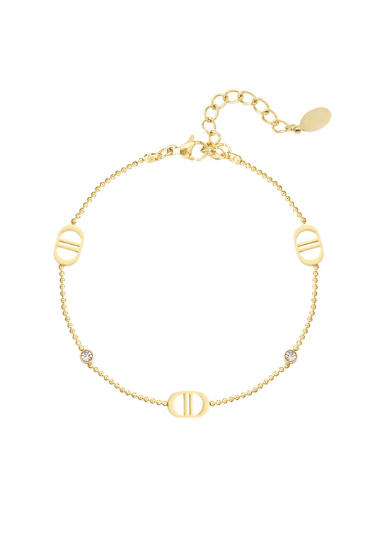Minimalistische armband luxe & strass steentjes Goudkleur 