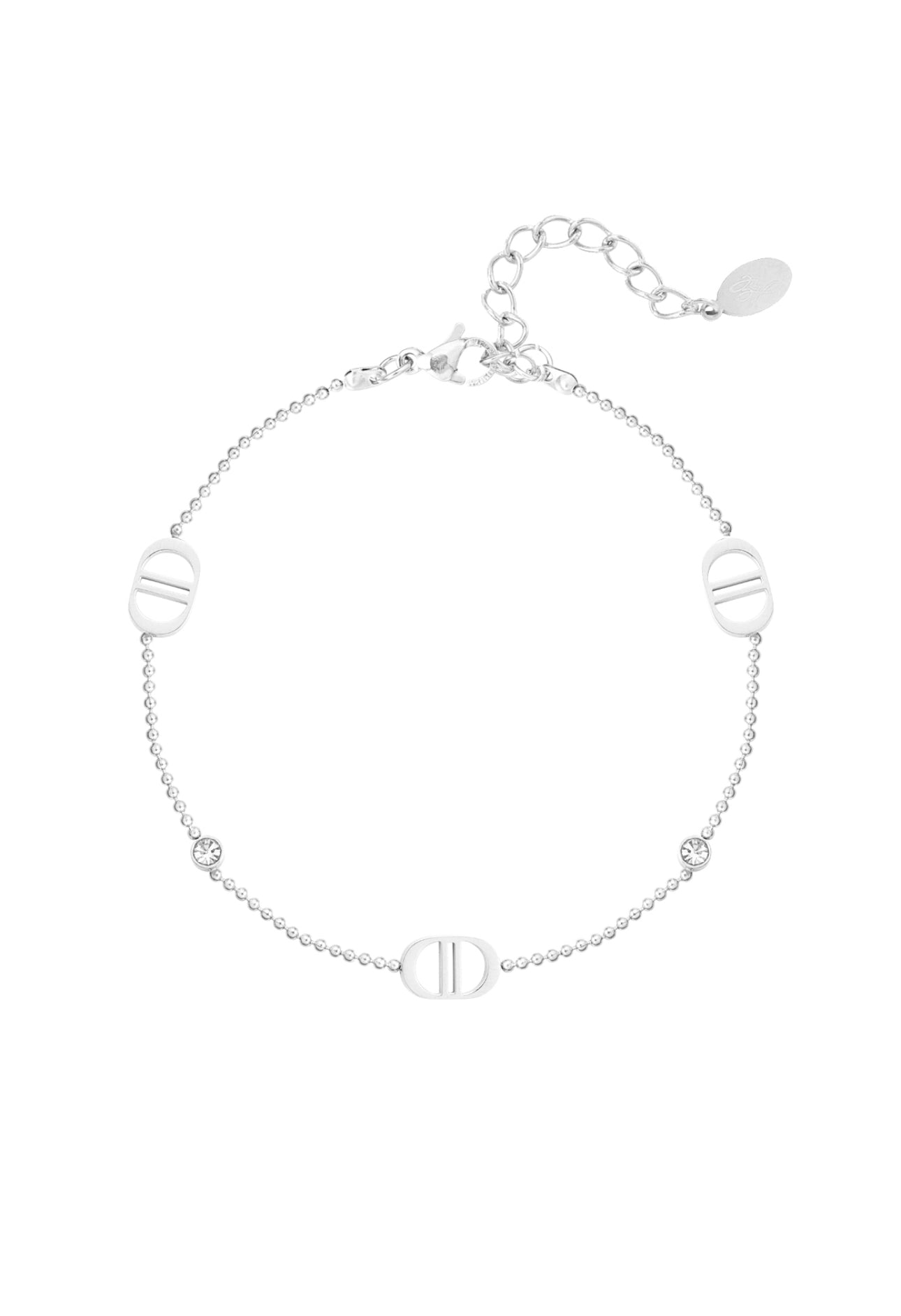 Minimalistische armband luxe & strass steentjes Zilverkleur 