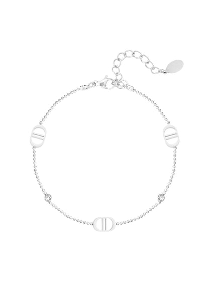Minimalistische armband luxe & strass steentjes Zilverkleur 