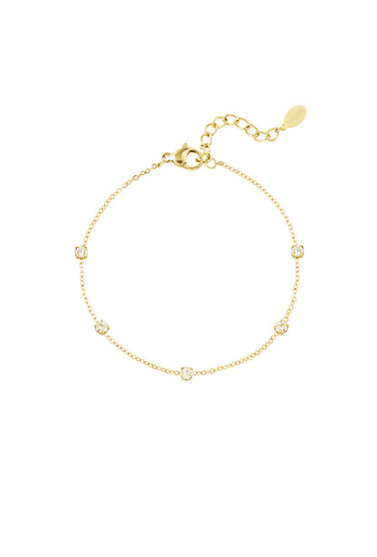 Minimalistische armband met strass steentjes goudkleur