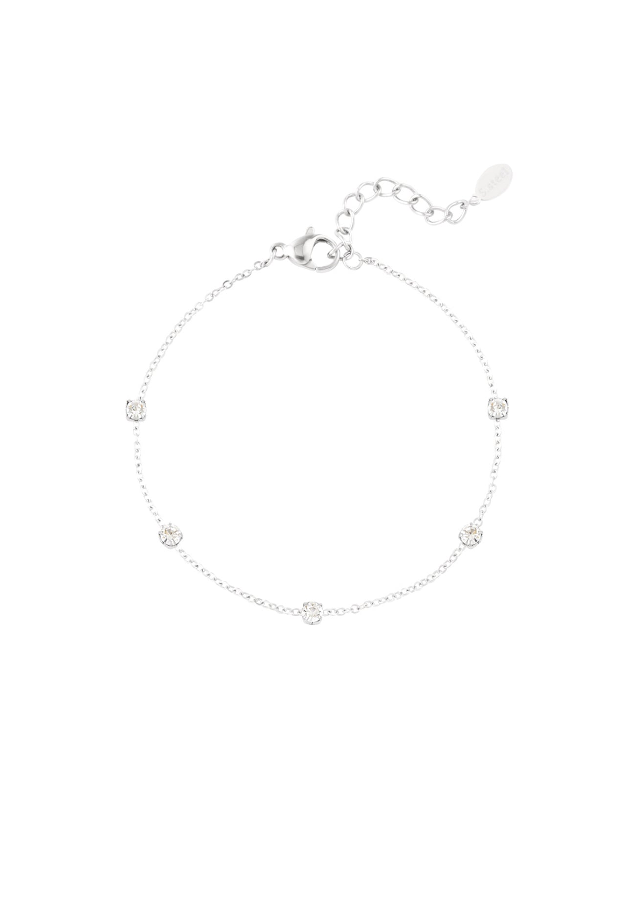 Minimalistische armband met strass steentjes zilverkleur 