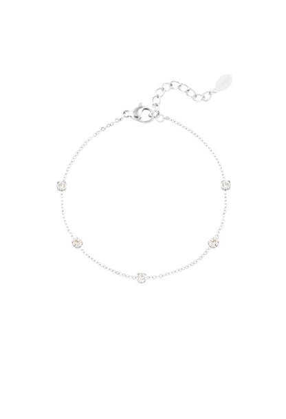 Minimalistische armband met strass steentjes zilverkleur 