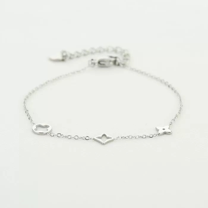 Minimalistische armband zilverkleurig met figuurtjes 