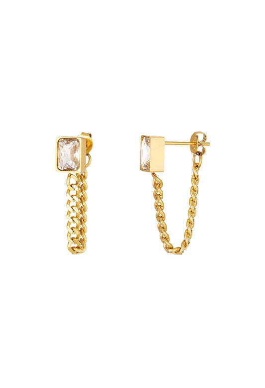 Oorbellen met ketting Goudkleur 